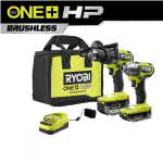 RYOBIONE+ HP 18V Brushless Cordless 1/2 in. Hammer Drill + 1/4 in 4-Mode Impact Driver (PBLCK02K)